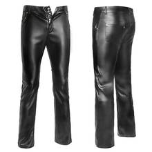 Fashion skinny  leather pants men casual slim washing Locomotive leather pants men pants 2024 - buy cheap
