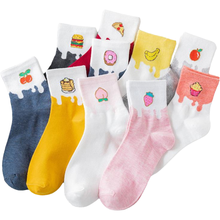 Calcetines de algodón con estampado de frutas y dibujos animados para mujer, medias deportivas divertidas de Harajuku, para chica 2024 - compra barato