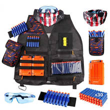 Kit de coletes táticos para crianças, conjunto de arma nerf n-strike elite series com refil, dardo, recarga, clipe + máscara + faixa de pulso + óculos de proteção 2024 - compre barato