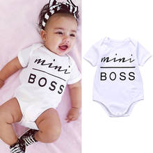 0-24M Newborn Baby Boys Bodysuit Infant White Short Sleeve Jumpsuit Little Boss Letter Print Baby Boys Summer Jumpsuit 2024 - buy cheap