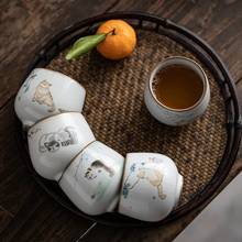 Xícara de chá kung fu de cerâmica, xícara de chá fofa de gato e porcelana, conjunto de utensílios de chá artesanal 2024 - compre barato