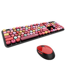 2021 4 Color Mixed Color Game Keyboard And Mouse Set 2.4Ghz Wireless Vintage Universal Desktop Keyboard And Mouse Kit For Girl 2024 - buy cheap