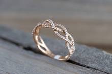 Anel brilhante do infinito feminino, anéis de coração para as mulheres, amantes de ouro rosa, joias da moda, anel de casamento, tamanhos completos 2024 - compre barato
