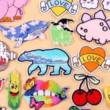 Cartoon Patches For Clothing Cute Frog Embroidered Patches For Clothes Appliques For T-shirt Badges Whale Dinosaur Patch Stripe 2024 - buy cheap