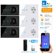 eWeLink Electrical Socket with Switch WiFi LED Light Touch Switch 1 2 3 gang  EU Socket Wall Outlet Compatible Alexa Google Home 2024 - buy cheap