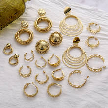 IPARAM Fashion Metal Geometric Hoop Earrings Punk Women Circle Hollow Gold Earrings Statement 2020 Trend Jewelry Gift 2024 - buy cheap