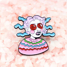 Demon witch Brooch Interest Funny girl Lapel Enamel pins Halloween Gift Jewelry kids Make faces Dizziness naughty princess badge 2024 - buy cheap