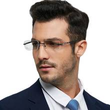 Men Rimless Glasses Metal TR90 Eyewear Male Clear Glasses Oculos De Grau Myopia Optical Oculos Gafas Opticas Frame 2024 - buy cheap