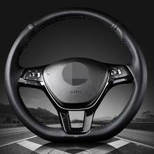 Сделай сам, черная искусственная кожа дышащая чехол рулевого колеса автомобиля для Volkswagen VW Golf 7 Mk7 новые поло Jetta Passat B8 2024 - купить недорого