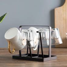 Home kitchen iron art drain cup holder household six cup holder glass water cup rack set creative storage tea cup shelf rack 2024 - buy cheap