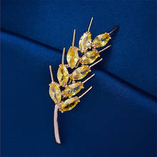Broches femininos de luxo, joias amarelas com zircônia cúbica 2024 - compre barato