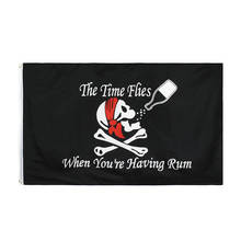 XYFlag 90x150cm Jolly Roger Skull Bone Drinking The Time Flies When You Are Having Rum Pirate Flag For Wine Bar Decoration 2024 - buy cheap