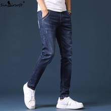Новинка весны 2019 мужские джинсы синие классические модные дизайнерские джинсы скинни мужские повседневные зауженные брюки высокого качества 2024 - купить недорого