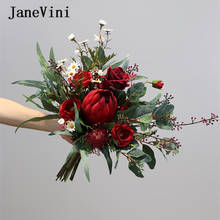 JaneVini Vintage Wedding Bouquets Western Style Bridal Emperor Flowers Artificial Silk Rose Bride Fake Bouquet Ramo Flores Novia 2024 - buy cheap