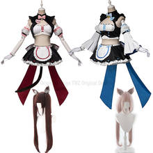 Fantasia feminina para cosplay de nekopara, roupa de empregada chocolate, baunilha, com peruca, modelo de halloween, para meninas de corrida 2024 - compre barato