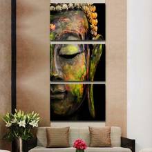 100% Handmade 3 Pcs Head of Buddha  Oil Painting On Buddhist Abstract Zen Buddha Face 2024 - buy cheap