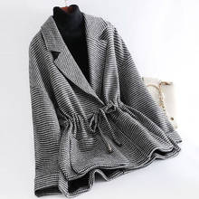 Europe And The United States Latest Spring Blouse Woolen Jacket Women's Lapel Tie-Up Fashion Clothing  women jacket 2024 - buy cheap