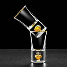 Vasos de cristal de oro de 24K para Sake, vasos de cóctel de bomba de profundidad, Mini copa de vino Sheezer, bebida fuerte 2024 - compra barato