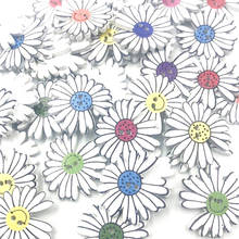 50pcs White Color Flowers Wooden Buttons Fit Sewing Scrapbooking decoration 25mm WB765 2024 - buy cheap