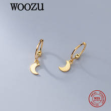 WOOZU Real 925 Sterling Silver Geometric Moon Drop Earrings For Women Charming Party Girls Punk Ethnic Jewelry Gift Pendientes 2024 - buy cheap