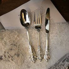 Vajilla de boda de lujo chapada en plata, cuchillo de cena, tenedor, cuchara de sopa, postre, fruta, ensalada, cucharadita, 1 unidad 2024 - compra barato