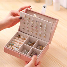 Caixa de jóias feminino portátil princesa europeu-estilo coreano brincos pequenos simples anel mão jóias caixa de armazenamento 2024 - compre barato