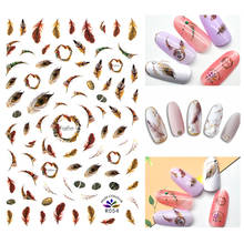 The New 3D Nail Sticker Cool Feather stickers for nail Foil  Design Nails Accessories Fashion Manicure Sticker 2024 - buy cheap