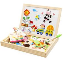 Cartoon Puzzle Toys Wooden Magnetic 3D Puzzles Figure/Animals/ Vehicle /Circus Puzzle With Drawing Board Kids Educational Toys 2024 - buy cheap
