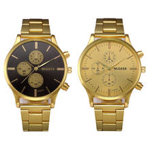 Migeer Роскошные мужские часы желтые золотые мужские наручные часы из нержавеющей стали Кварцевые часы Reloj Hombre Orologio Uomo Relogio Masculino 2024 - купить недорого