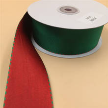 N2010 38 мм (1,5 дюйма) Рождественская Красная Зеленая стандартная упаковочная Проводная лента с краями 25 ярдов рулон 2024 - купить недорого