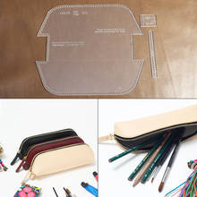 1 conjunto diy modelo de acrílico novo zíper caso lápis estudante personalizar padrão de artesanato de couro diy estêncil costura padrão 17cm * 7cm 2024 - compre barato
