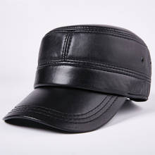 XdanqinX 2019 New Autumn Winter New Sheepskin Caps Military Hats Men's Flat Cap Genuine Leather Hat Adjustable Size Bone Dad Hat 2024 - buy cheap