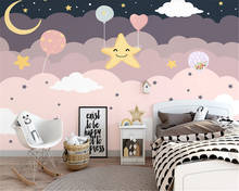 Beibehang-Papel tapiz de tamaño personalizado, nubes de dibujos animados nórdicos, cielo estrellado, decoración de habitación de niños, Papel de Pared 3D 2024 - compra barato