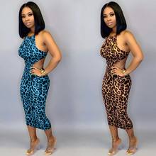 Vestido colado de leopardo plus size, cheetah, mulheres, vestidos de verão, sem costas, grande, sexy, para festa, vestido midi 2024 - compre barato