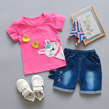 Girls Clothing Sets summer Children Fashion Cartoon Cotton T-shirt+jeans 2pcs for 1-4y Kids Clothes Set 2024 - buy cheap