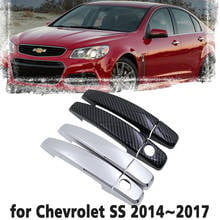 Acabamento para porta lateral de fibra de carbono, preto, cromado, conjunto para chevrolet ss, holden, commander vf 2014 ~ 2017, acessórios para carro, 2015 2024 - compre barato