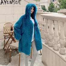 AYUNSUE Fashion Warm Real Fur Coat Long Hooded Woman Parkas Korean Female Clothes Teddy Coats Women's Jacket Manteau Femme 2021 2024 - buy cheap