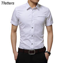 Tfetters-camisa masculina de algodão, nova blusa de luxo, manga curta, gola virada para baixo, roupas para homens 2024 - compre barato