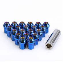 20 peças porcas de argola m12 * 1.5, acessórios jdm, cor de azul, 7075-t6, porcas de roda cônica de alumínio 2024 - compre barato