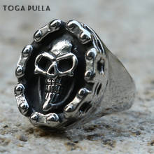 Крутое мужское байкерское кольцо 316L из нержавеющей стали с черепом, мужское байкерское кольцо в стиле панк-рок с перекрестной цепочкой, мужское готическое ювелирное изделие в стиле хип-хоп 2024 - купить недорого