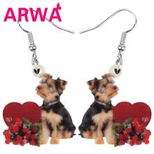 Bonsny de acrílico Día de San Valentín amor Rosa Schnauzer perro pendientes gota colgante joyería para mujeres niñas adolescentes encanto decoraciones regalo 2024 - compra barato