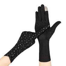 Women Summer Lace Cotton Breathable Sunscreen Touch Screen Non-Slip Thin Section Anti-UV Middle Length Gloves Cycling Drive 2024 - buy cheap