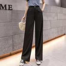 High Waist Women Pants Wide Leg Pants Pockets Casual Elastic Waist full Length Pants Summer New Solid loose Formal Pants Black 2024 - buy cheap