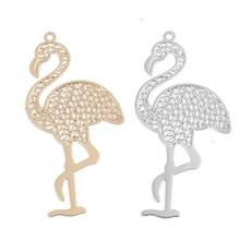 DoreenBeads Fashion Copper Filigree Stamping Pendants Gold Silver Color Ostrich Bird Charms DIY Findings 4.4cm x 2.2cm, 10 PCs 2024 - buy cheap