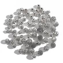 Cuentas de Metal de plata tibetana antigua, cuentas espaciadoras sueltas redondas para suministros de fabricación de joyas, pulsera DIY Nekclace, 5-9mm, 10-50 Uds. 2024 - compra barato