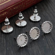 (Never Fade) 20pcs 8/10/14mm Stainless Steel Earring Base Studs Ear Cameo Settings Cabochon Base Tray Blank (With Back) 2024 - buy cheap