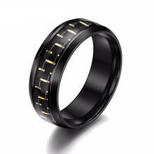 Yobest 2019 NEW Carbon Fiber Simple Men Ring 8mm Stainless Steel 3 Colors Fashion Rings Jewelry 2024 - buy cheap