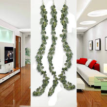 Plantas artificiales de seda verde, enredaderas de eucalipto, hiedra y Ratán, decoración Vertical de pared, decoración de hojas para jardín, fiesta de boda y hogar, 2M, 1 ud. 2024 - compra barato