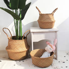 Panier Osier Wicker Storage Baskets Bamboo Foldable Straw Patchwork Rattan Seagrass Belly Laundry Garden Flower Cestas Mimbre 2024 - buy cheap