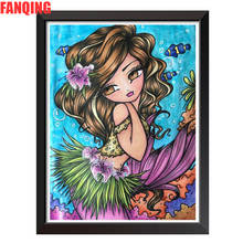 5d pintura diamante desenho animado menina sereia anime strass padrão bordado ponto cruz adesivos de mosaico 2024 - compre barato